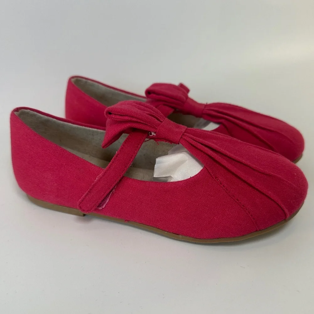 NWOT Joyfolie Emma Spring Cotton Fushia Dark Pink Flats‎ Dress Shoes Girls 13